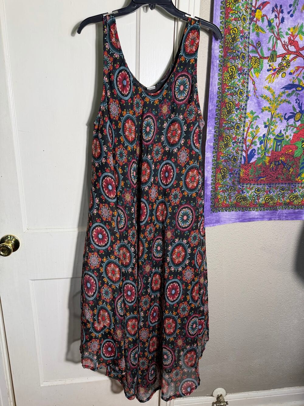 Highness One Size Boho Floral Mandala Maxi Dress Flowy Sleeveless OSFM